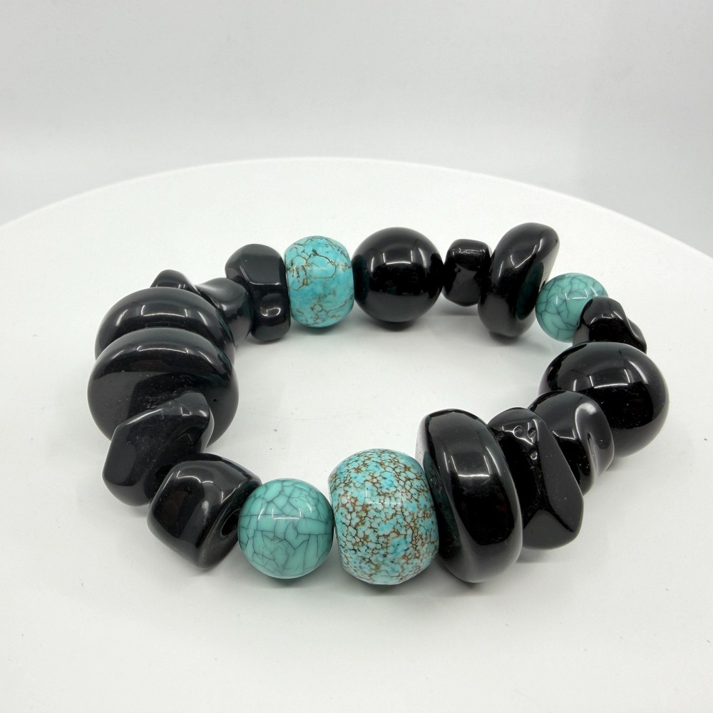 Bold Chunky Black Bead Bracelet Statement Piece Boho Festival Layering Gift Idea